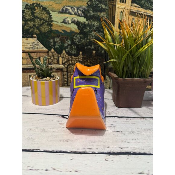 Ceramic Halloween Witch Boot Planter/Vase Purple & Orange - Picture 3 of 8